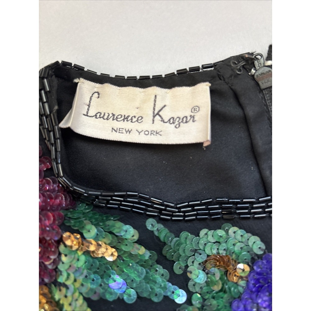 Vtg 90s Laurence Kazar Floral Sequin Blouse Size Medium Maximalist Cocktail - Picture 11 of 15